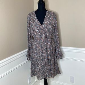 Women’s Jodifl Wrap Dress, Size Large, Teal and Brown